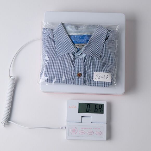 Ted Baker Shirt Mens M blue Plaid Cotton Long Sleeve Button-Up *yellowing - Picture 13 of 13